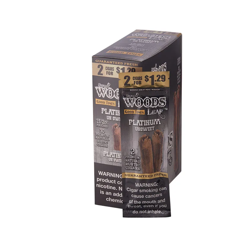 Good Times Sweet Woods Leaf Platinum Unsweet Maduro | Cigarillo | Upright of 30