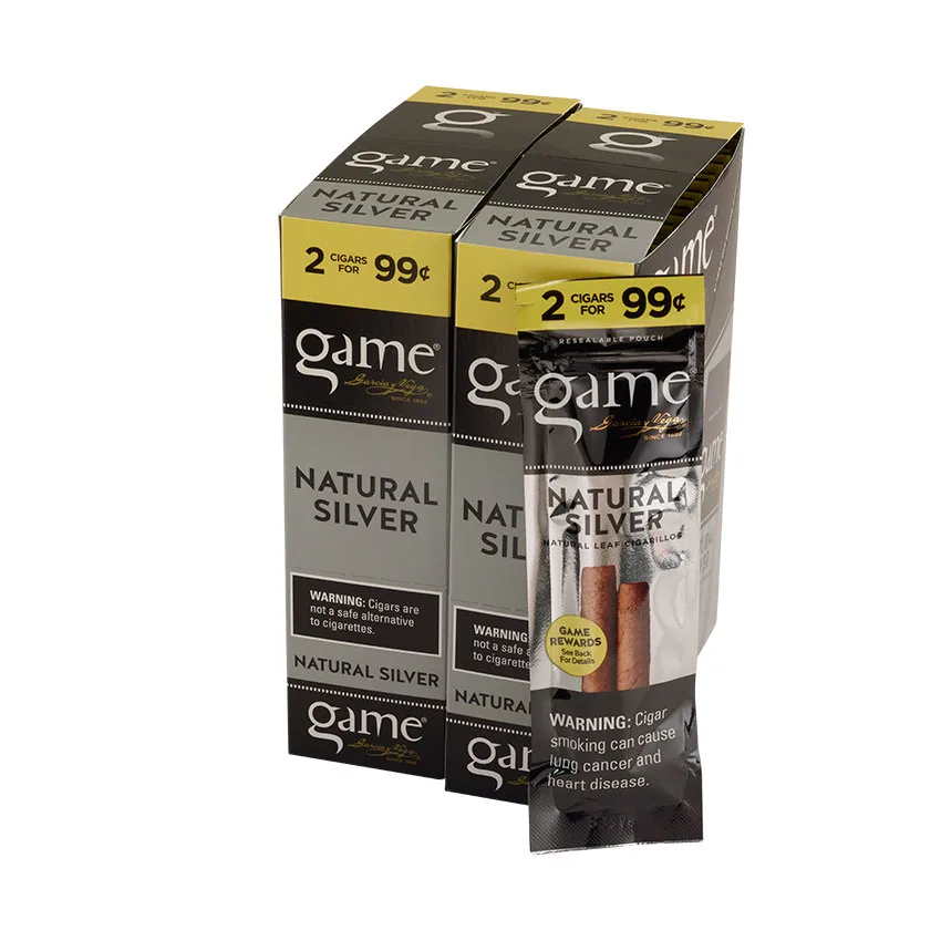Garcia y Vega Game Cigarillos Silver (2) Natural | Cigarillo | Upright of 60