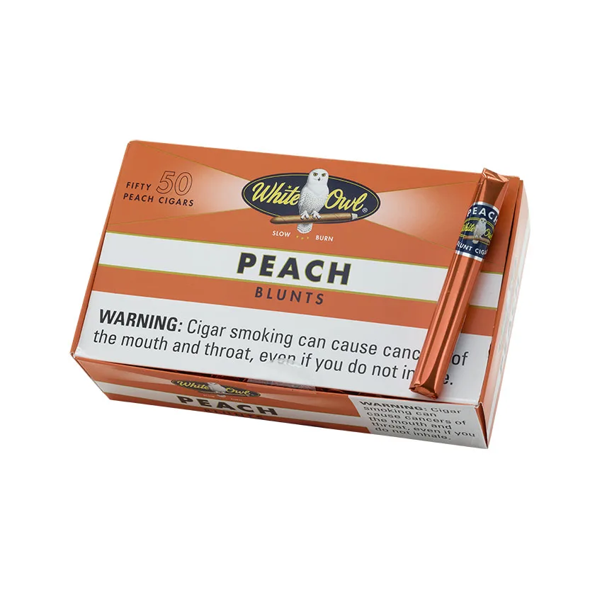 White Owl Blunts Peach Foil Fresh Natural | Corona | Box of 50