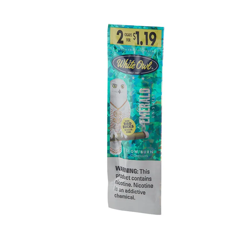 White Owl Foil Fresh Cigarillo Emerald (2) Claro | Cigarillo | Pack of 2