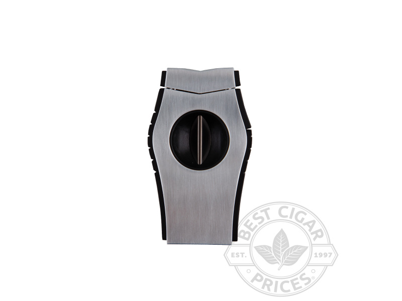 Lotus Viper V-Cut Cigar Cutter- Brushed Chrome And Rubberized Black - Box of 20