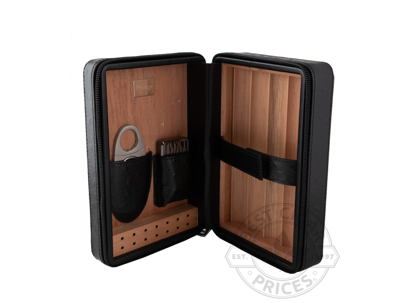 Manhattan Travel Cigar Case W/ Lighter & Cutter - Black - Box of 20