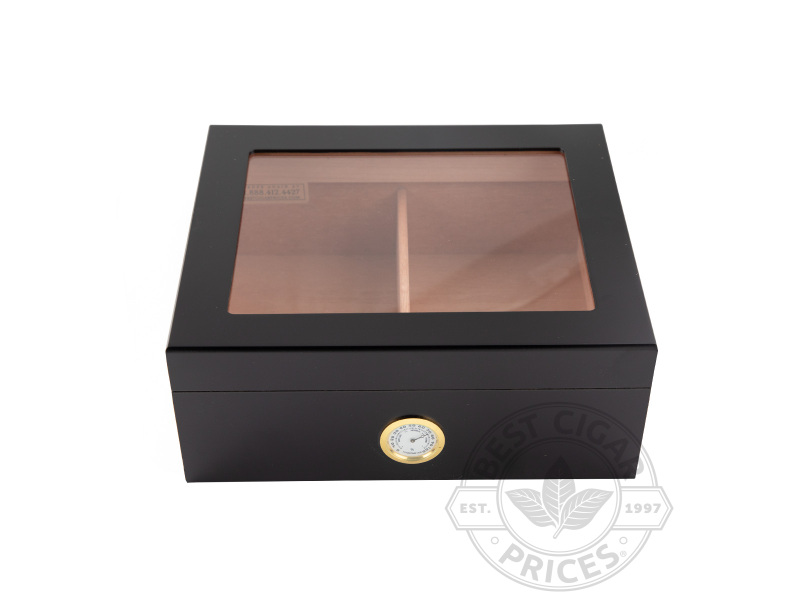 Chalet Black Glasstop Humidor By Prestige - Box of 20