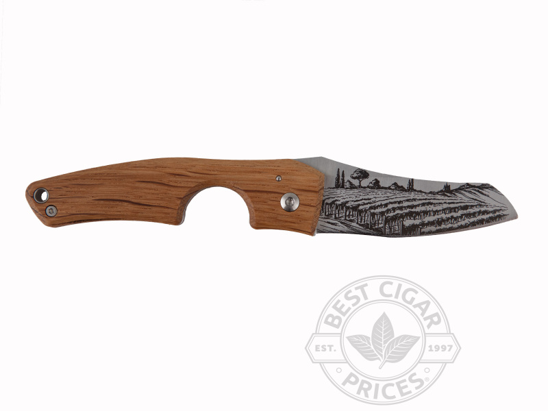 Le Petit Pocket Knife Cigar Cutter- Cognac Barrel Wood-Vineyard Engraved On Blade - Box of 20