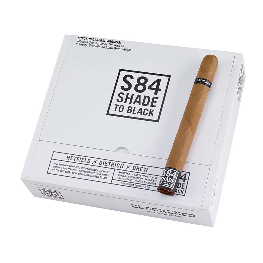 Blackened S84 Shade by Drew Estate Corona Doble Natural | Double Corona | Box of 20