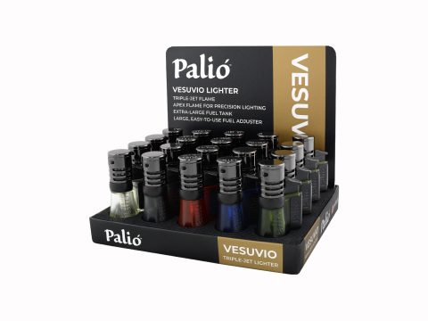 Palio Vesuvio Triple Jet Lighter Assorted Colors - 20 Ct Display Unit - Box of 20