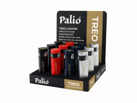 Palio Treo Triple Jet Lighter Assorted Colors - 12 Ct Display Unit - Box of 20