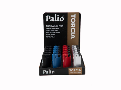 Palio Torcia Single Jet Lighter - Display Of 20 Assorted Colors - Box of 20