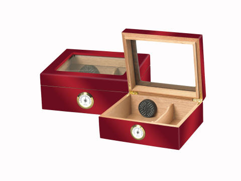Capri 30 Count Glasstop Humidor - High Gloss Red - Box of 20
