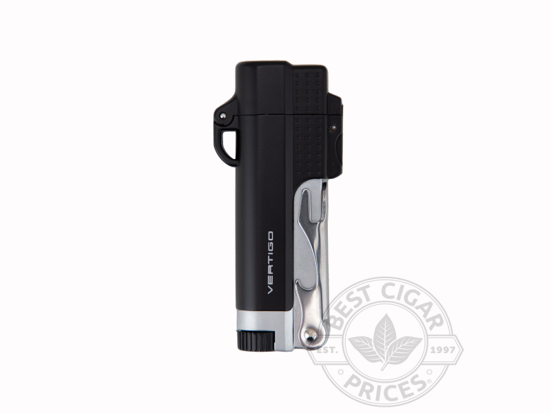 Vertigo "Beer Buddy" Windproof Lighter With Built In Bottle Opener - Black/Silver - Box of 20