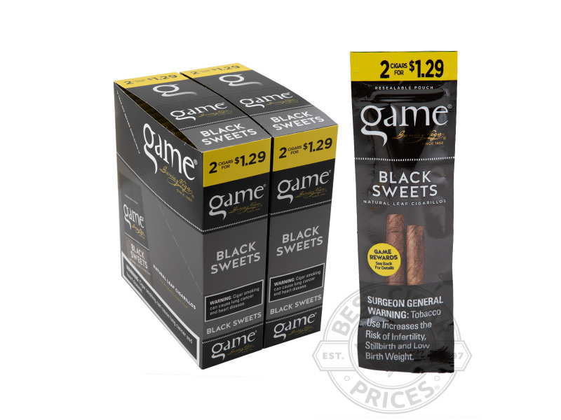 Game Black Sweets 2 For $1.29 Cigarillos Pre-Priced Upright - Carton - 60 Total Cigars