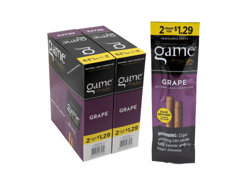 Game Grape 2 For $1.29 Cigarillos Pre-Priced Upright - Carton - 60 Total Cigars
