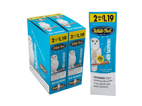 White Owl Cigarillos Blue Raspberry 2 For $1.19 Pre-Priced Upright - Carton - 60 Total Cigars