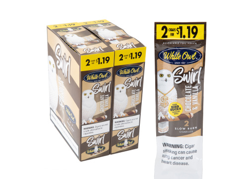 White Owl Cigarillos Chocolate & Vanilla Swirl 2 For $1.19 Pre-Priced Upright - Carton - 60 Total Cigars