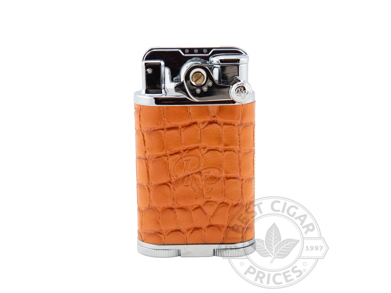 Rocky Patel Davenport Four Torch Lighter - Burnt Orange Crocodile Leather