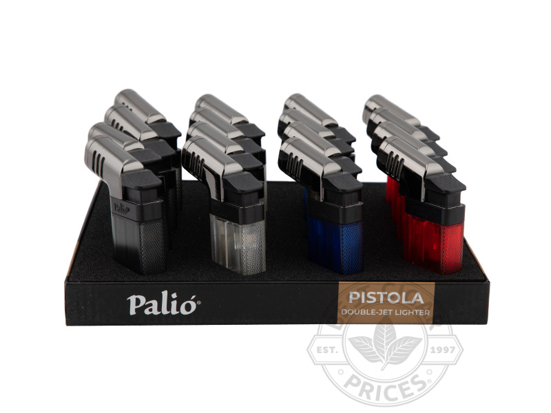 Palio Pistola Angled Double Jet Lighter - Display Of 16 - Box of 20