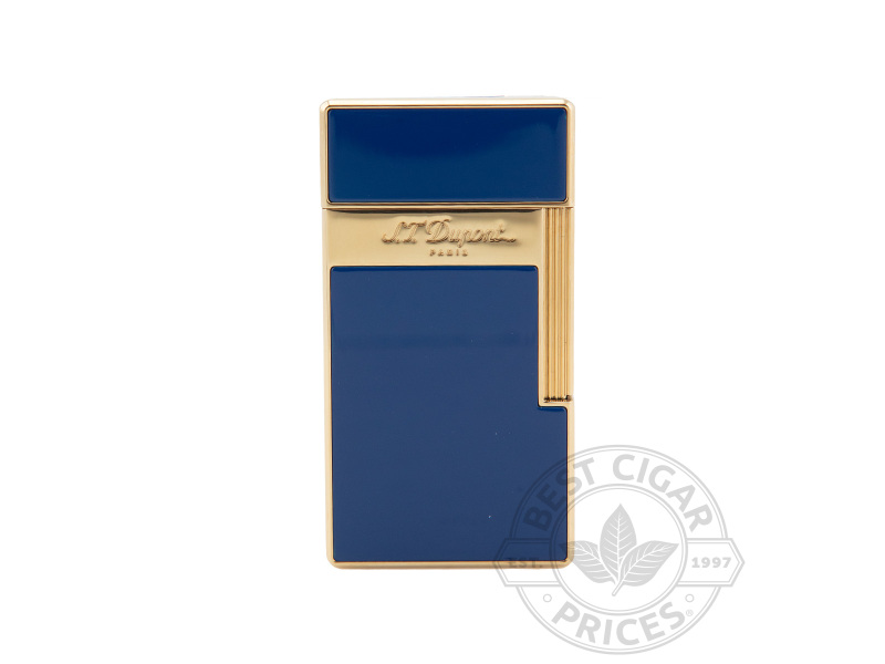 Big D Flat Flame Torch Lighter By S.T. Dupont- Blue Lacquer & Golden - Box of 20