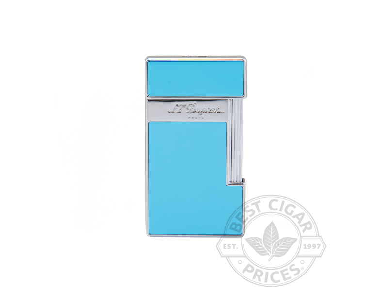 Slimmy Torch Lighter By S.T. Dupont- Light Blue Lacquer & Chrome - Box of 20
