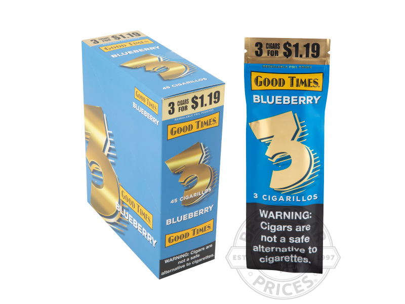 Good Times Blueberry Foil Fresh 3 For $1.19 Cigarillos - Carton - 45 Total Cigars
