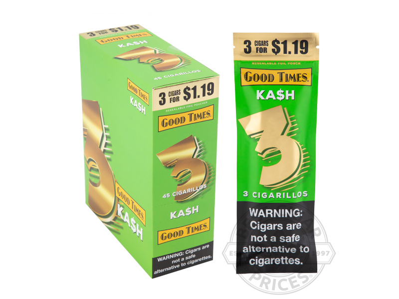 Good Times Kash Foil Fresh 3 For $1.19 Cigarillos - Carton - 45 Total Cigars