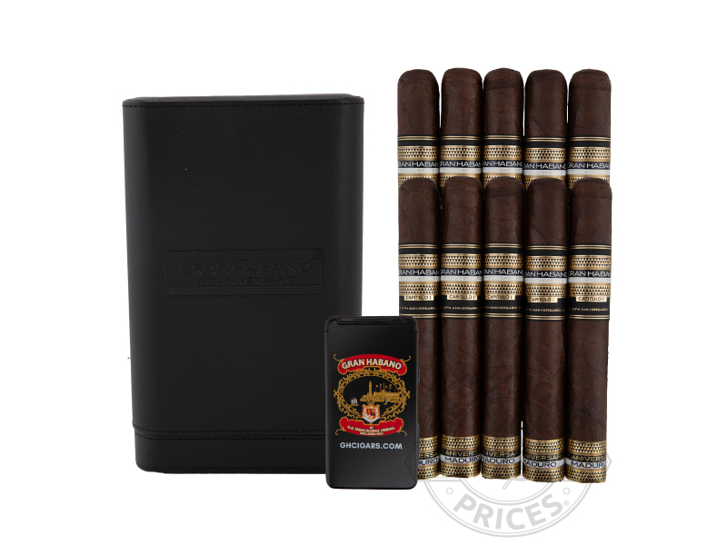 Gran Habano 20th Anniversario Maduro Gran Robusto Travel Case With Cigars + Torch Lighter - 10 Cigars in Humidor