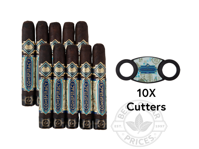 Conspiracy Maduro Robusto With Palio V-Cutter - 10 Cigars with Accessory