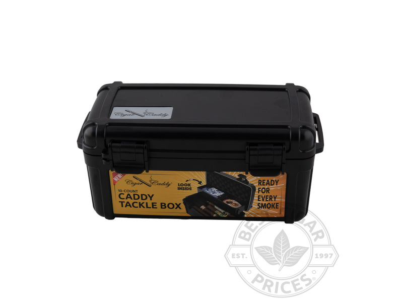 Cigar Caddy 10 Count Tackle Box Travel Case - Black - Box of 20