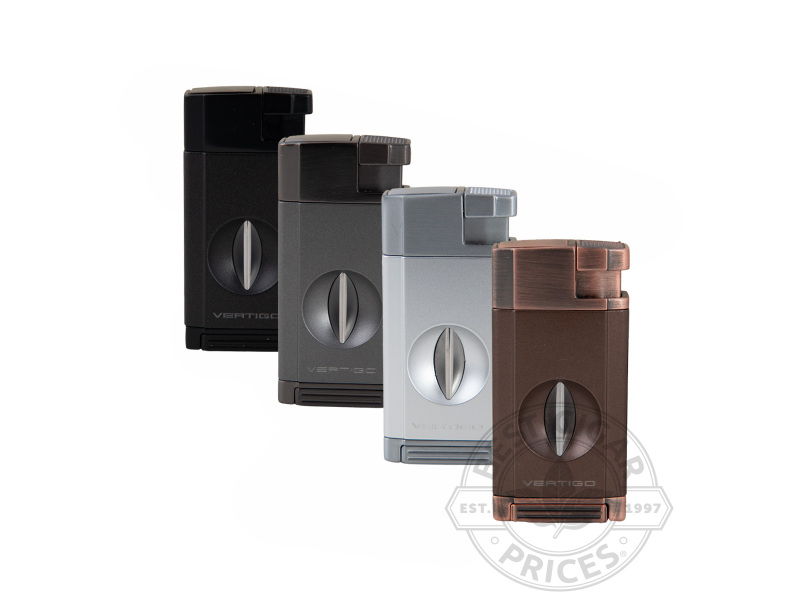 Vertigo Saber Double Torch Lighter With V-Cut Cutter - Assorted Colors - Box of 20