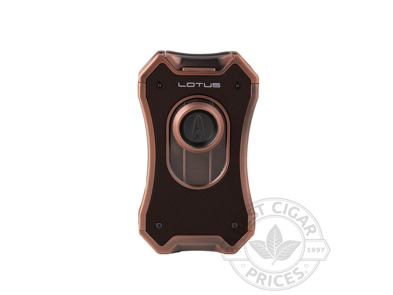 Lotus Emperor Quad Torch Desktop Lighter - Brown Crackle & Copper - Box of 20