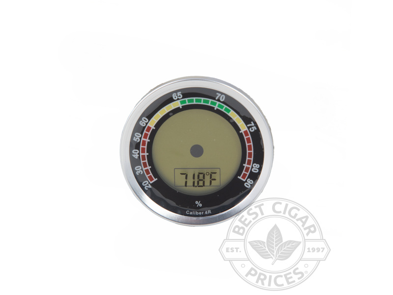 Cigar Oasis Caliber 4R Silver Digital/Analog Hygrometer - Box of 20