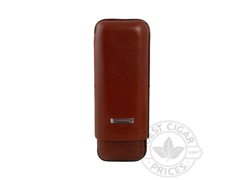 Brown Large Ring Gauge Leather Cigar Case By Prometheus - Box of 20