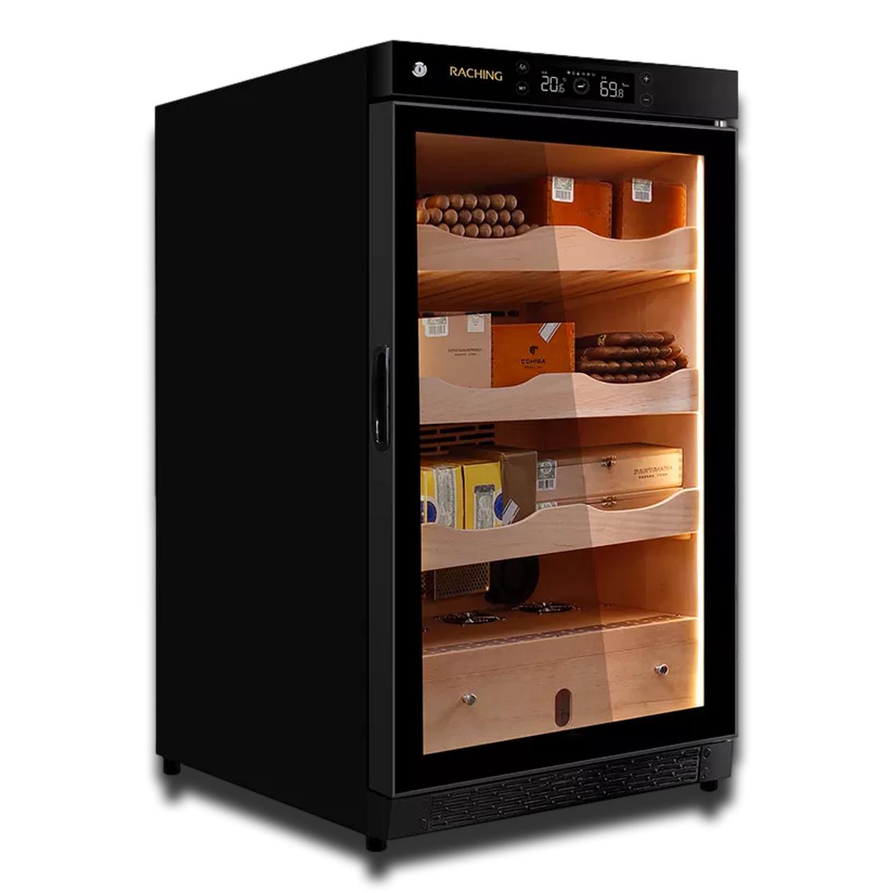 Raching C150A Climate Control Black Wood 400-Cigar Electric Humidor | Spanish Cedar Shelving (45-Day Lead Time)