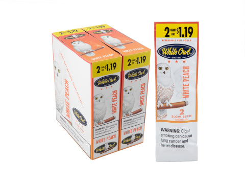 White Owl Cigarillos White Peach 2 For $1.19 Pre-Priced Upright - Carton - 60 Total Cigars
1-2 Week