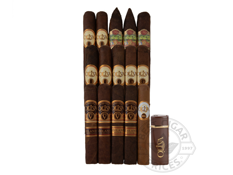 Oliva's Greatest Hits 15-cigar Sampler - Cigars with Lighter - 15 Total Cigars