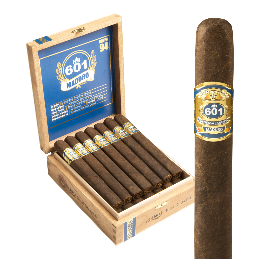 601 Blue Label Maduro Short Churchill / 6.5 x 50 Box of 20
