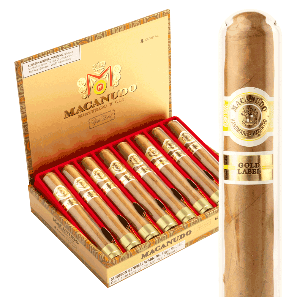 Macanudo Gold Label Crystal / 5.5 x 50 Box of 8 Glass Tubes
