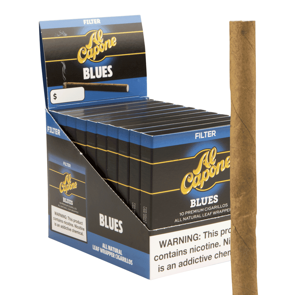Al Capone Cigarillos Blues Filtered / 3.5 x 20 10 Packs of 10 (100 total)