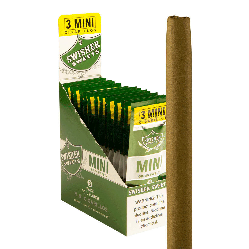 Swisher Sweets Mini Green Sweet / 3.5 x 18 15 Packs of 3 (45 total)