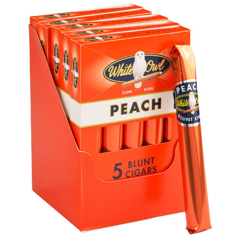 White Owl Blunts Peach / 4.75 x 42 5 Packs of 5 (25 total)