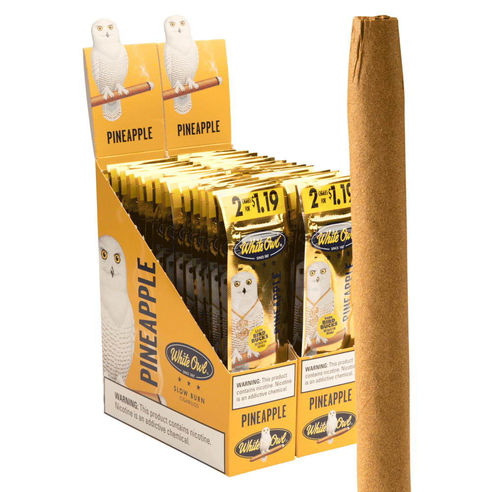 White Owl Cigarillos Pineapple / 4.37 x 28 30 Packs of 2 (60 total)