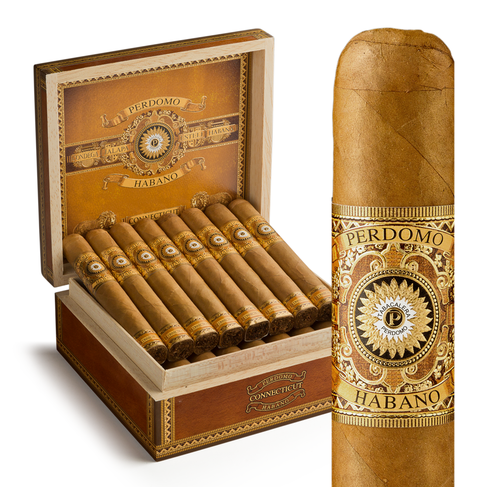 Perdomo Habano Bourbon Barrel-Aged Connecticut Churchill / 7 x 54 Box of 24