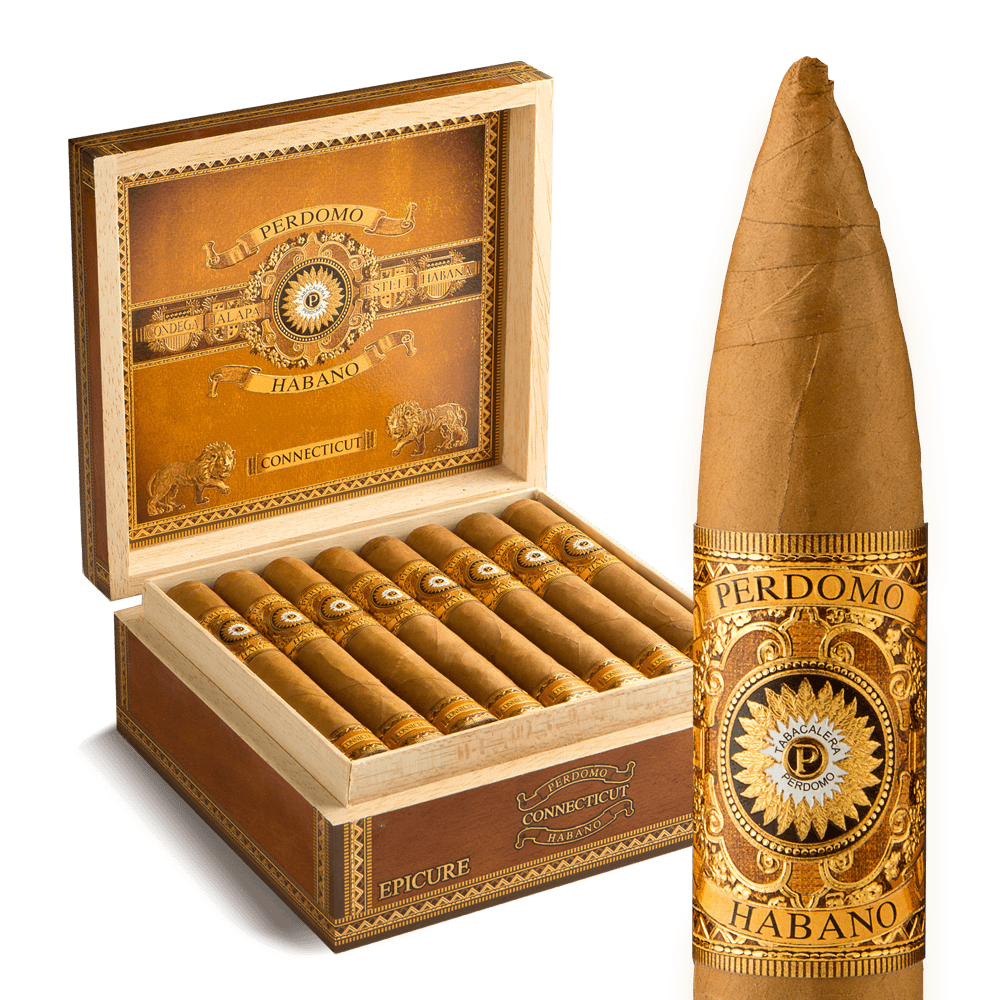 Perdomo Habano Bourbon Barrel-Aged Connecticut Torpedo / 6.5 x 54 Box of 24