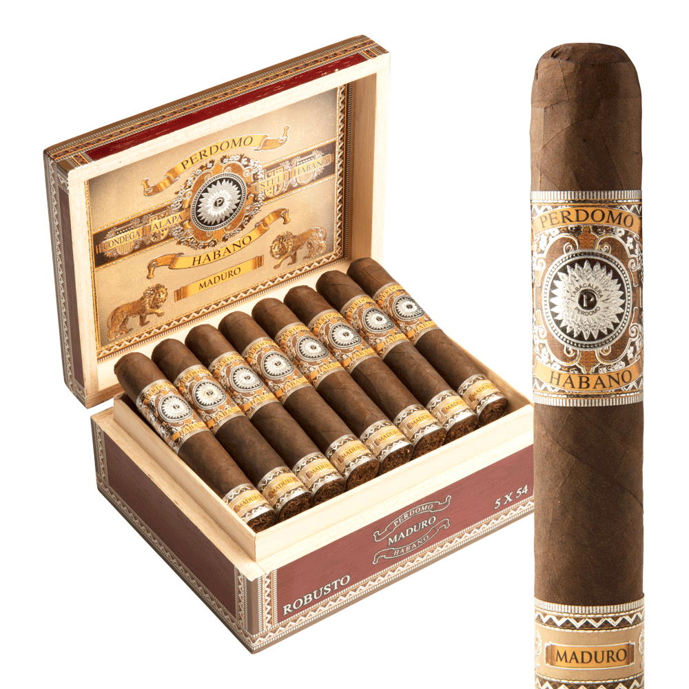 Perdomo Habano Bourbon Barrel-Aged Maduro Robusto / 5 x 54 Box of 24
