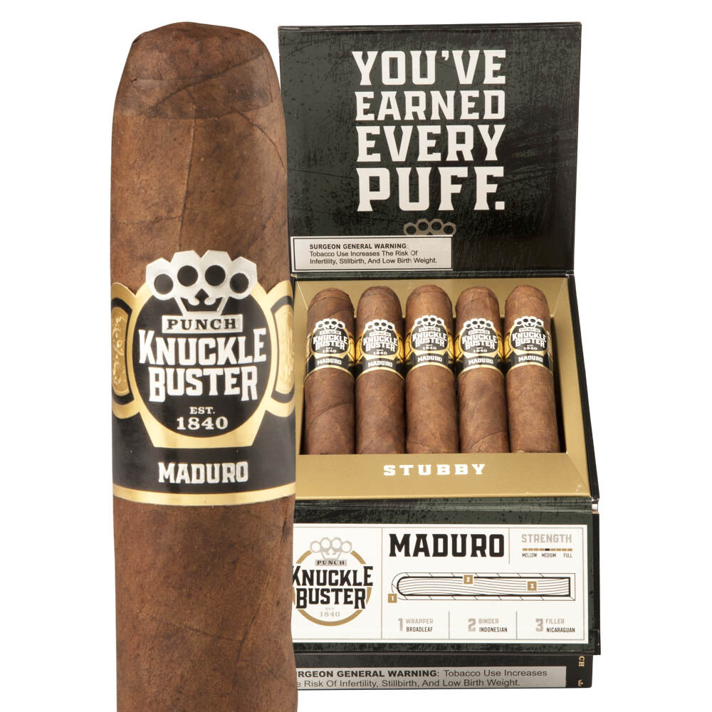 Punch Knuckle Buster Maduro Stubby / 4.5 x 60 Box of 20