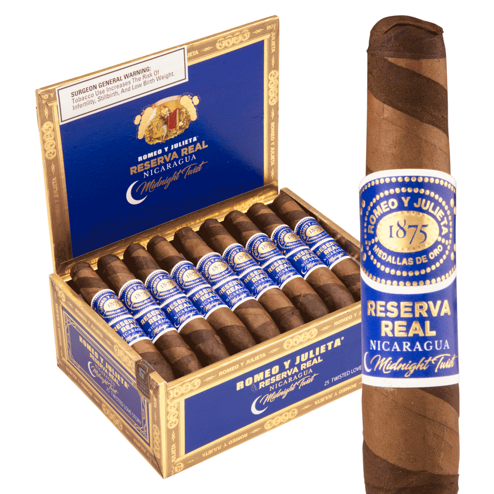 Romeo y Julieta Reserva Real Nicaragua Midnight Twist Twisted Love Story / 4.25 x 46 Box of 25