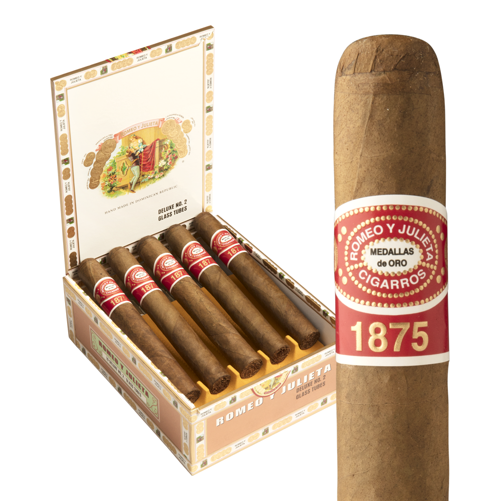 Romeo y Julieta 1875 Deluxe No. 2 / 6 x 50 Box of 10 Glass Tubes