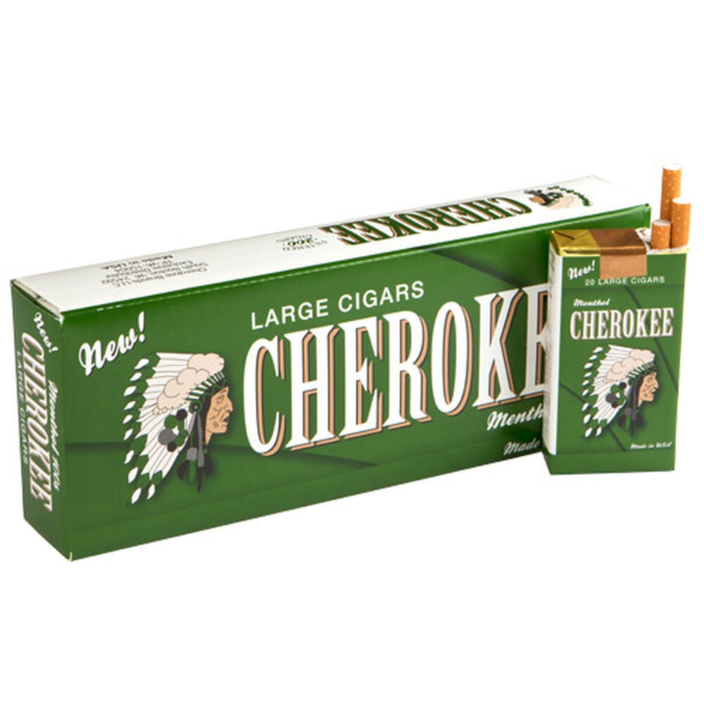 Cherokee Filtered Cigars Menthol / 3.88 x 20 10 Packs of 20 (200 total)