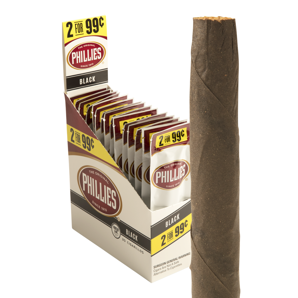 Phillies Cigars Black / 4.25 x 25 30 Packs of 2 (60 total)