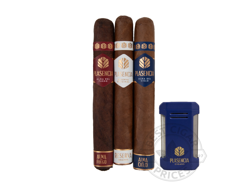 Plasencia Red, White & Blue Summer Collection 3cigar Sampler With Lighter - Cigars with Lighter - 3 Total Cigars