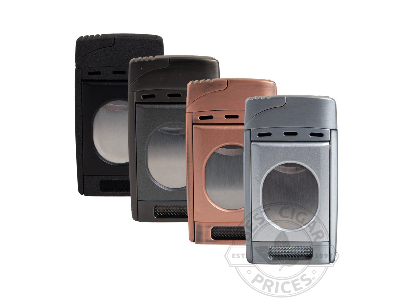 Vertigo Sickle Double Torch Lighter With Straight Cut Cutter  Assorted Colors - Box of 20